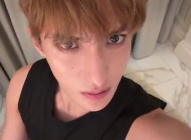 Dokyeom from SEVENTEEN, a korean
  boy band, making an angry face